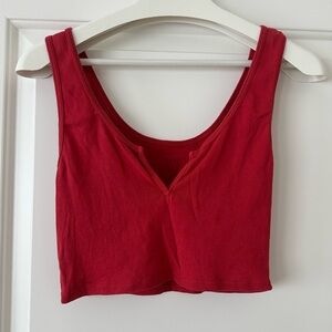 Brandy Melville red v-neck crop top | one size